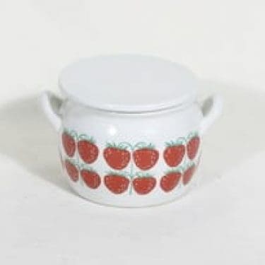 Arabia Pomona ruukku, mansikka, suunnittelija Raija Uosikkinen, mansikka, pieni