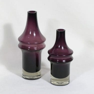 Riihimäen lasi 1464 maljakot, lila, 2 kpl, suunnittelija Tamara Aladin,