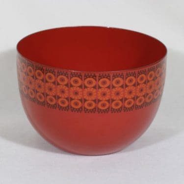 Finel Kehrä kulho, punainen, suunnittelija Esteri Tomula, suuri, serikuva