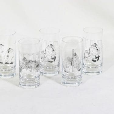 Iittala lasit, 30 cl, 5 kpl, suunnittelija Kari Suomalainen, 30 cl, serikuva, Sarjakuva-aihe