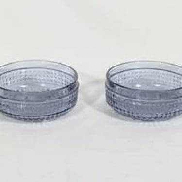 Riihimäen lasi Barokki annosmaljat, siniharmaa, 2 kpl, suunnittelija Erkkitapio Siiroinen,