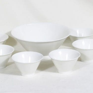 Arabia Harlekin kulho ja annosmaljat, valkoinen, 6 kpl, suunnittelija ,