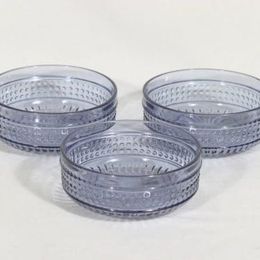 Riihimäen lasi Barokki annosmaljat, siniharmaa, 3 kpl, suunnittelija Erkkitapio Siiroinen,