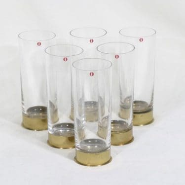 Iittala Caliber lasit, 40 cl, 6 kpl, suunnittelija Valto Kokko, 40 cl, messinkihylsy