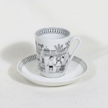 Arabia Emilia kahvikuppi, suunnittelija Raija Uosikkinen, kuparipainokoriste