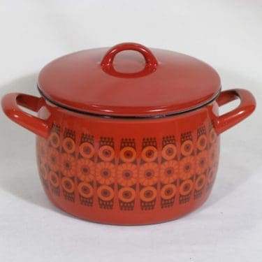 Finel Kehrä kattila, punainen, suunnittelija Raija Uosikkinen, suuri, serikuva