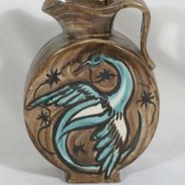 Kupittaan savi 372 kaadin, käsinmaalattu, suunnittelija Eila Juhola, käsinmaalattu, massiivinen, signeerattu