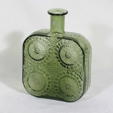 Riihimäen lasi Grapponia koristepullo, vihreä, suunnittelija Nanny Still,