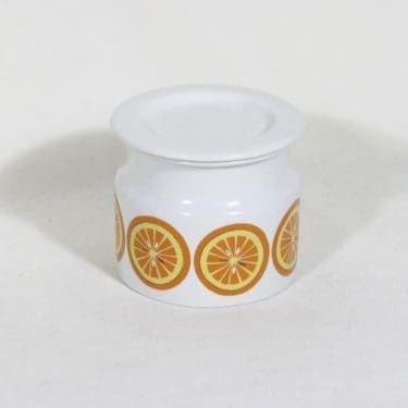 Arabia Pomona purnukka, appelsiini, suunnittelija Raija Uosikkinen, appelsiini, serikuva