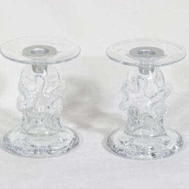 Riihimäen lasi Kasper kynttilänjalat, signeerattu, 2 kpl, suunnittelija Erkkitapio Siiroinen, signeerattu, pieni