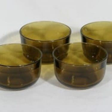 Nuutajärvi Fasetti annosmaljat, ruskea, 4 kpl, suunnittelija Kaj Franck,