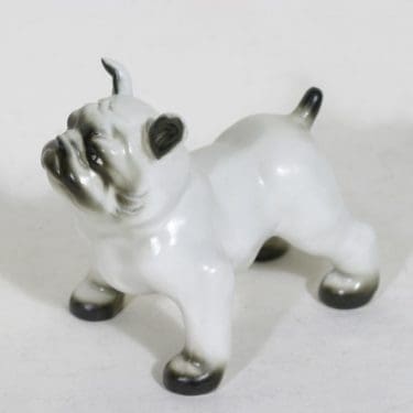 Arabia Buldoggi figuuri, käsinmaalattu, suunnittelija Lea von Mickwitz, käsinmaalattu