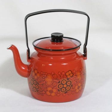 Finel Primavera kahvipannu, punainen, suunnittelija Raija Uosikkinen, serikuva