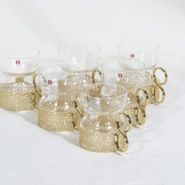 Iittala Tsaikka teekupit, kirkas, 6 kpl, suunnittelija Timo Sarpaneva,