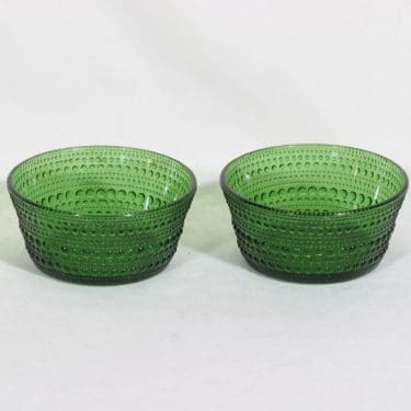 Nuutajärvi Kastehelmi kulhot, vihreä, 2 kpl, suunnittelija Oiva Toikka, pieni