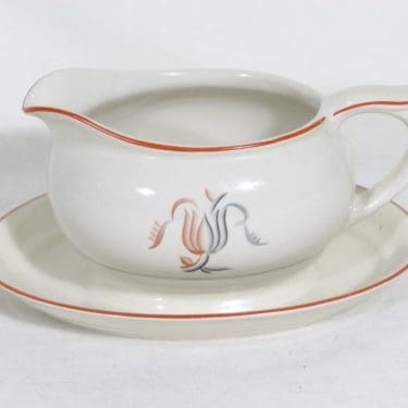 Arabia Oiva kastikekaadin, suunnittelija Greta-Lisa Snellman-Jäderholm, siirtokuva, art deco