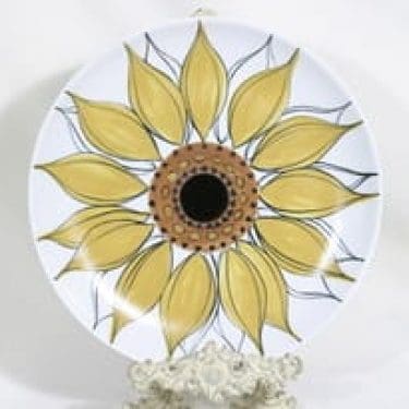 Arabia Aurinkoruusu vati, käsinmaalattu, suunnittelija Hilkka-Liisa Ahola, käsinmaalattu, suuri, signeerattu