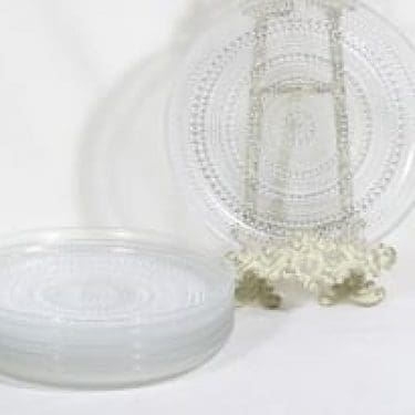 Nuutajärvi Kastehelmi lautaset, kirkas, 6 kpl, suunnittelija Oiva Toikka,