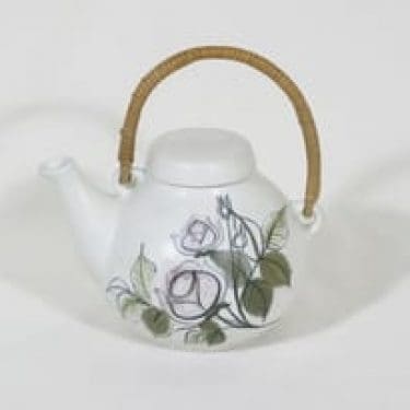 Arabia Kukka teepannu, käsinmaalattu, suunnittelija Hilkka-Liisa Ahola, käsinmaalattu, pieni, signeerattu