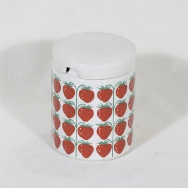 Arabia Pomona hillotölkki, mansikka, suunnittelija Raija Uosikkinen, mansikka, serikuva