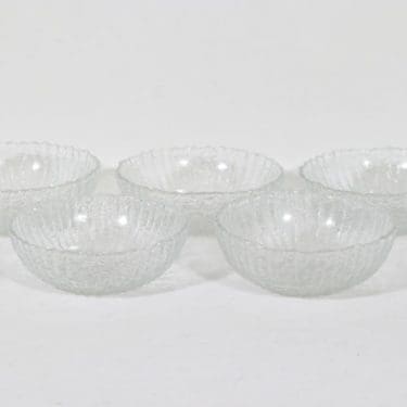 Riihimäen lasi Kehrä annoskulhot, kirkas, 5 kpl, suunnittelija Nanny Still,
