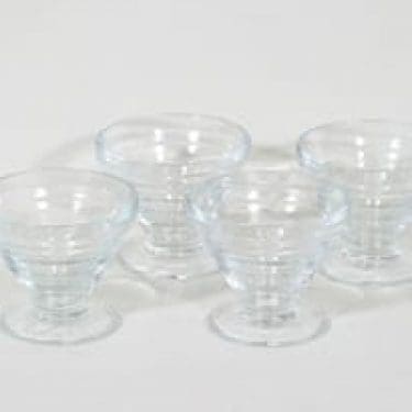 Riihimäen lasi annosmaljat, kirkas, 4 kpl, suunnittelija Aino Aalto,