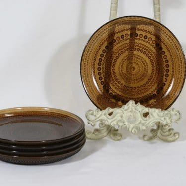 Nuutajärvi Kastehelmi lautaset, ruskea, 5 kpl, suunnittelija Oiva Toikka, pieni