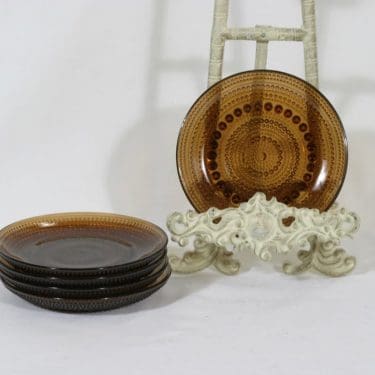 Nuutajärvi Kastehelmi lautaset, ruskea, 5 kpl, suunnittelija Oiva Toikka, pieni