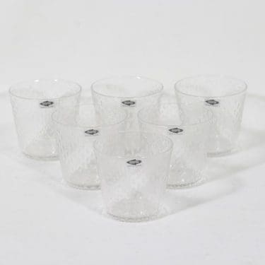 Nuutajärvi Tundra lasit, kirkas, 6 kpl, suunnittelija Oiva Toikka,