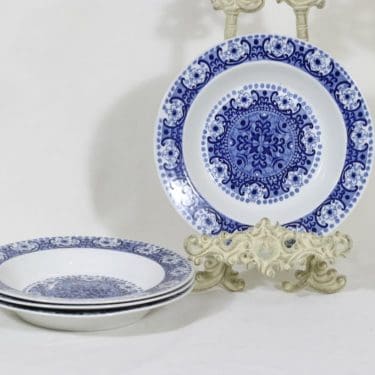 Arabia Ali lautaset, syvä, 4 kpl, suunnittelija Raija Uosikkinen, syvä, kuparipainokoriste