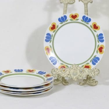 Arabia Könni plates, 6 pcs, designer Raija Uosikkinen, small, silk screening