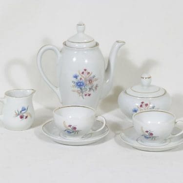 Arabia R 3 lastenastiasto kahdelle, 5 osaa, suunnittelija , 5 osaa, siirtokuva, kukkakuvio