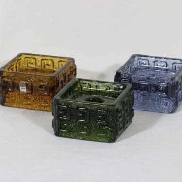 Riihimäen lasi Taalari kynttilänjalat, eri värejä, 3 kpl, suunnittelija Tamara Aladin,