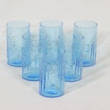 Nuutajärvi Flora lasit, sininen/turkoosi, 6 kpl, suunnittelija Oiva Toikka,