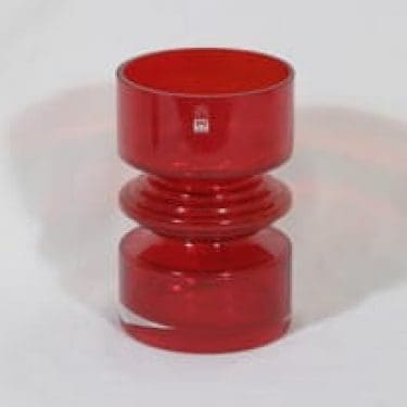 Riihimäen lasi Tiimalasi maljakko, punainen, suunnittelija Nanny Still,