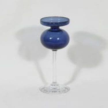 Iittala 2660 kynttilänjalka, sininen, suunnittelija Erkki Vesanto,