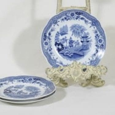 Arabia Singapore lautaset, sininen, 3 kpl, suunnittelija , pieni, kuparipainokoriste