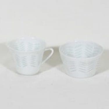 Arabia FK/67-68 sokerikko ja kermakko, riisiposliini, suunnittelija Friedl Holzer-Kjellberg, riisiposliini, massasigneerattu