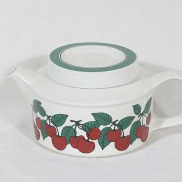 Arabia Kirsikka teekannu, 1 l, suunnittelija Inkeri Seppälä, 1 l, serikuva