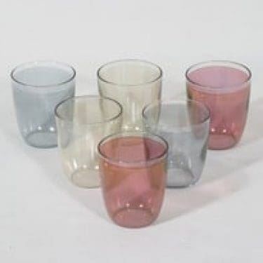 Iittala 2157 lasit, eri loistomarmorivärejä, 6 kpl, suunnittelija Göran Hongell, pieni