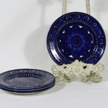 Arabia Valencia lautaset, käsinmaalattu, 4 kpl, suunnittelija Ulla Procope, käsinmaalattu, pieni, signeerattu