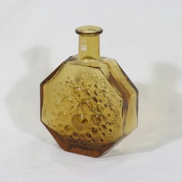 Riihimäen lasi Stella Polaris koristepullo, amber, suunnittelija Nanny Still,