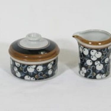 Arabia Taika sokerikko ja kermakko, suunnittelija Inkeri Seppälä, serikuva