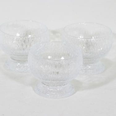 Iittala Kekkerit jälkiruokamaljat, kirkas, 3 kpl, suunnittelija Timo Sarpaneva,