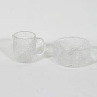 Riihimäen lasi Grapponia sokerikko ja kermakko, kirkas, suunnittelija Nanny Still,