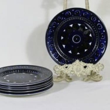 Arabia Valencia lautaset, pieni, 6 kpl, suunnittelija Ulla Procope, pieni, käsinmaalattu, signeerattu