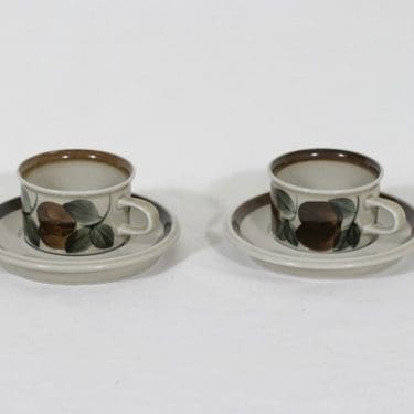 Arabia Ruija mokkakupit, käsinmaalattu, 2 kpl, suunnittelija Raija Uosikkinen, käsinmaalattu