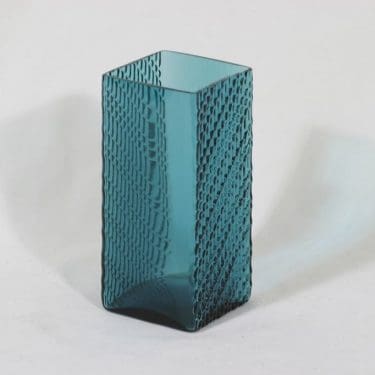 Riihimäen lasi Flindari maljakko, turkoosi, suunnittelija Nanny Still,