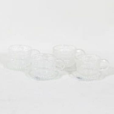 Nuutajärvi Kastehelmi kahvikupit, kirkas, 4 kpl, suunnittelija Oiva Toikka,