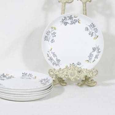 Arabia Hilkka lautaset, matala, 6 kpl, suunnittelija Esteri Tomula, matala, pieni, serikuva